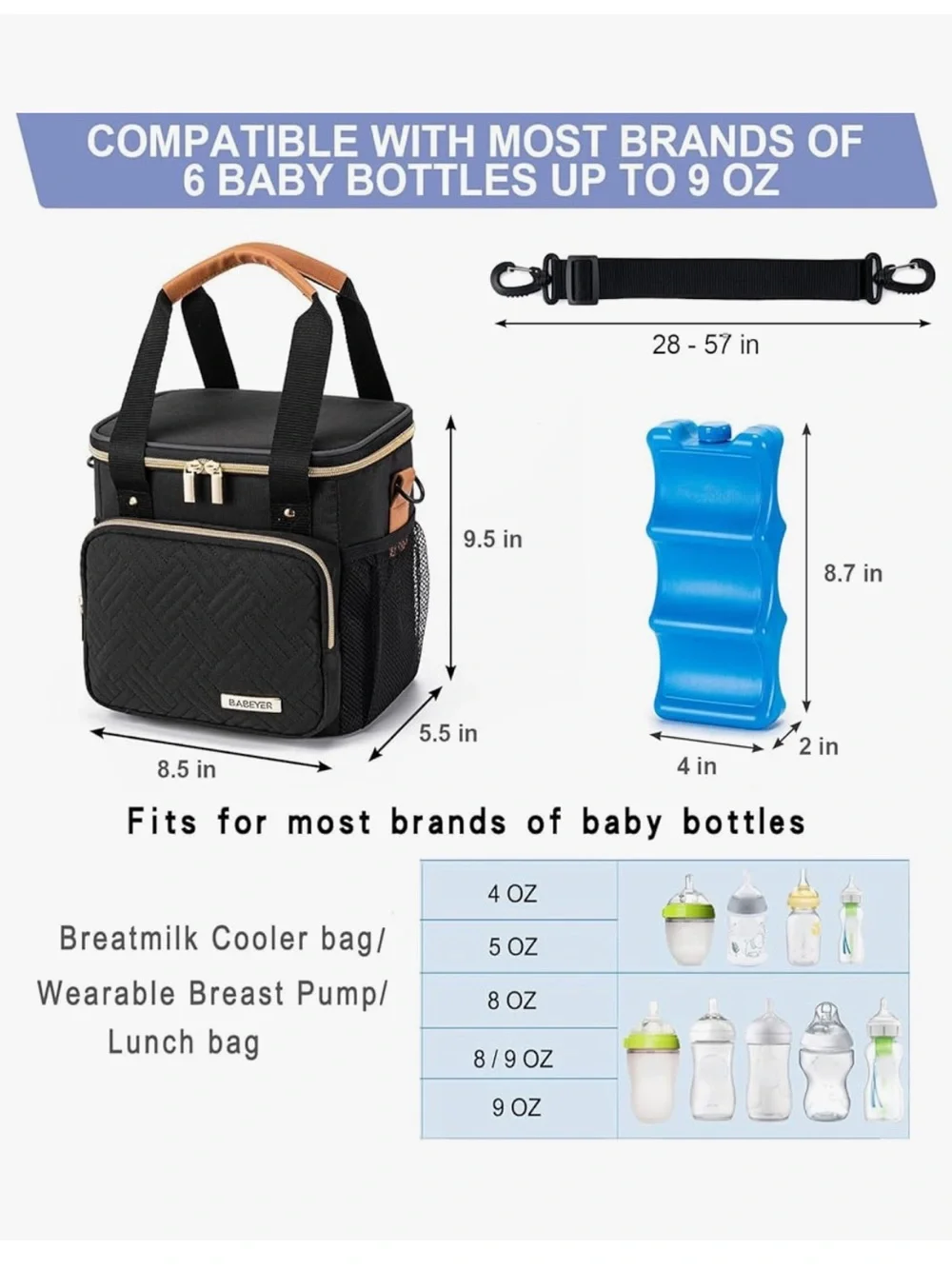 NWT Babeyer Breastmilk Cooler Bag with Ice Pack